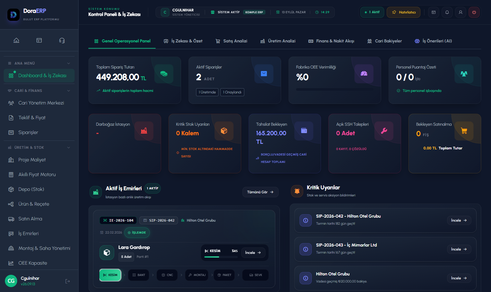 Yönetici Kokpiti & Dashboard